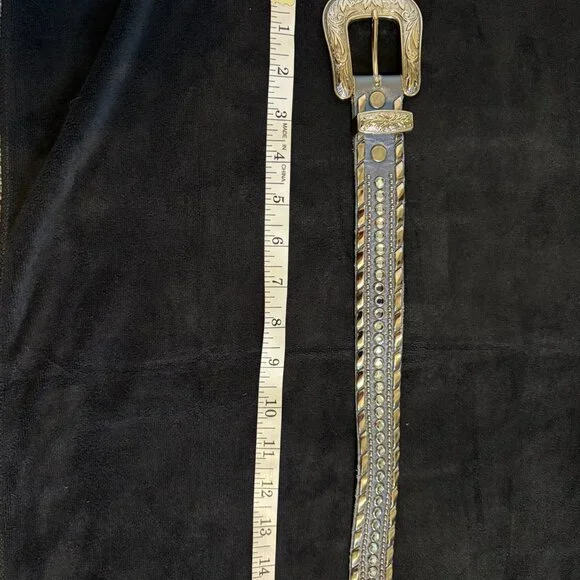 Kippys cowgirl glitter light blue leather rhinestone belt, 32 - Picture 5 of 7